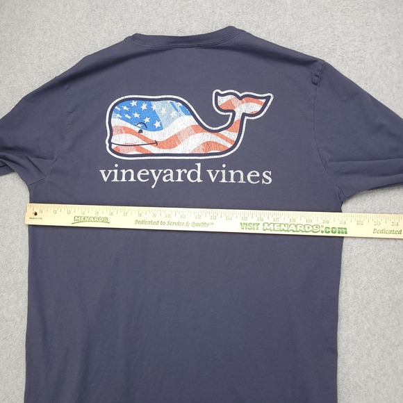 Vineyard Vines Long Sleeve Pocket‎ T Shirt Men's Medium Patriotic Whale Graphic - Picture 10 of 15